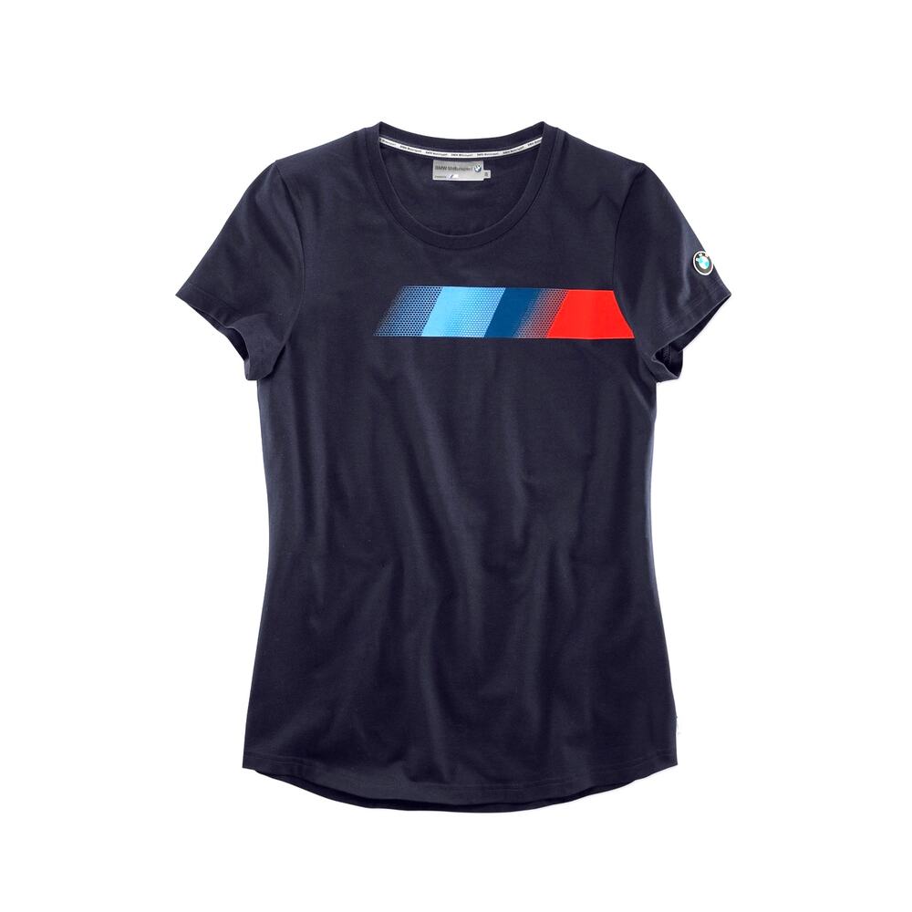 BMW Motorsport Blue Women’s Fan T‑Shirt M‑Color Graphic Stripe Size Medium